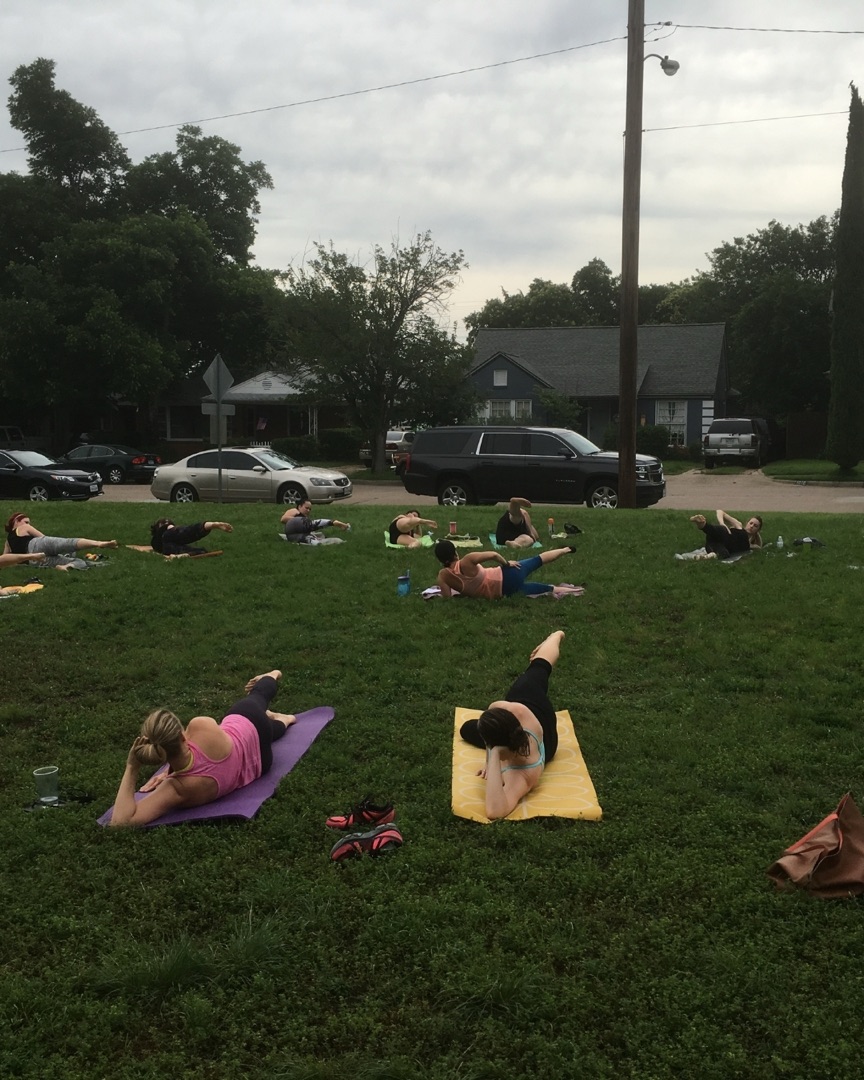 One of the first Pilates in the Park classes, 2016